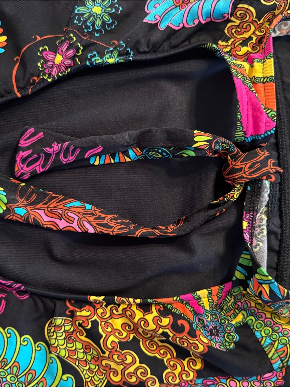 Trina Turk Black One-Piece Swimsuit with Neon Floral Paisley Print - Picture 8 of 10